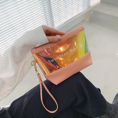 China Wholesale Fashion Vegan Holographic Transparent Custom Makeup Bag High Quality Clear Design Your Own Logo Cosmetic Bag for sale