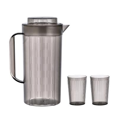 China Traditional Hot Sale 2L PS Plastic Jug With Lid Cold Water Pitcher With 2 Plastic Cups for sale