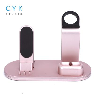 China Adjustable In Running Watch Phone Stand / Earphone Stand Mobile Phone Desktop Holder 3 In 1 for sale