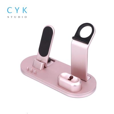 China Bestselling Adjustable Cell Phone Holder Aluminum Mobile Stand 3 in 1 smart portable phoneand watch holder for sale