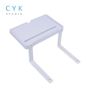 China Bedside Shelf Living Side Folding Bedside Clip On Painted Steel Bedside Shelf Tray Phone Holder for sale