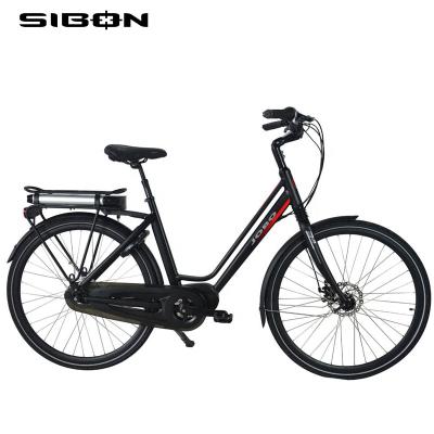 China CE 250w 8 motor amusement aluminum alloy SIBON B0510171 disc brake 700C integrated brushless city connection 3 speed electric bicycle Germany for sale