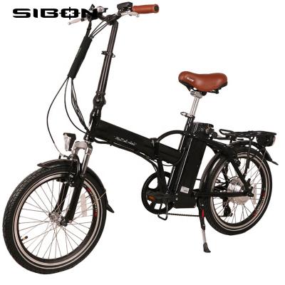 China CE Color 36v 250W Aluminum Alloy SIBON B0510104 Lithium Battery Folding Alloy Frame 6 Speed ​​Bicycle Black Color 36v 250W Electric Bike for sale