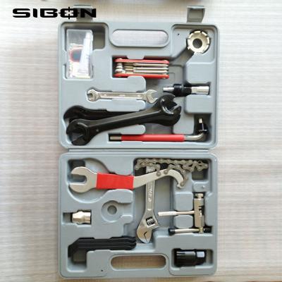 China SIBON Multi Functional B0810103 17pcs Made in China Professional Universal Bicycle Repair Tool Kit with BMC Box for sale