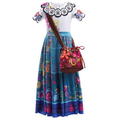 China 2022 Best Selling Cartoon Polyester /cotton Amazone Hot New Style Wholesale Children Encanto Cosplay Costume Girls Princess Dress And Bag for sale