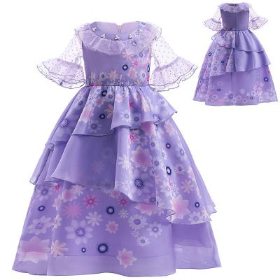 China Princess 2022 High Quality Purple Mesh Dress Costumes Kids Girls Encanto Style Wholesale Hot Sale Princess Dress Amazon Girls New Dress for sale