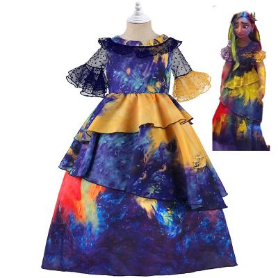 China 2022 Amazon Hot Selling Cosplay Cartoon Costume In Mirabel Isabella Starry Purple Encanto Girls Summer Dresses Costume Common Children's Wear Dress for sale