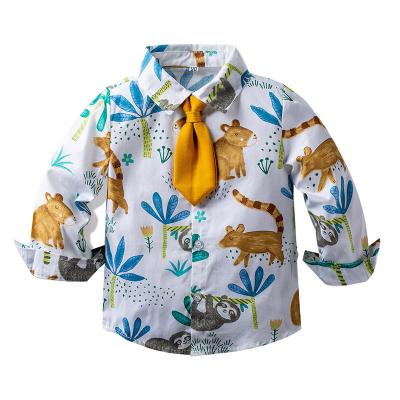 China 2022 spring car printing pattern gentleman's link autumn boy's shirt children's clothing summer viable child boy T-shirt for sale