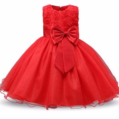 China new style Anti-wrinkle formal ruffles lace up wedding party even princess kids flower baby dress for girl bridesmaids dresses for sale