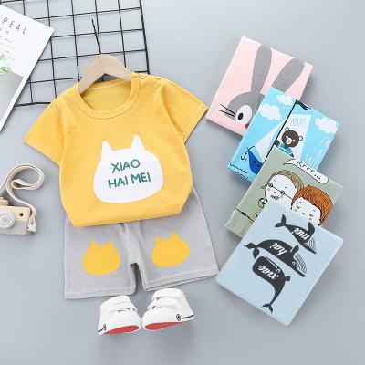 China 2022 Hot Sales Children's Casual Spring Cotton 2 Pieces Summer Baby Boy Clothes Suit 100% Short T-shirt T-shirt for sale