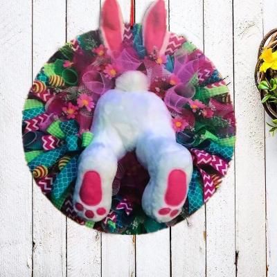 China Home Egg Bunny Festival Rabbit Gift Holiday Polyester Easter Day Door Decor Cover Home Board Flower Garland for sale