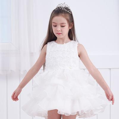 China Bride Girls Dresses Latest Princess Puffy Flower Sleeveless Pageant Dresses For Little Girl Baby Girl Lace Quantity Cotton Wedding Neck for sale