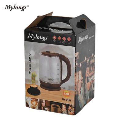 China 360 Degree Base Mylongs W 220V Borosilicate Glass Rotating Kettle 1500 Ready To Ship Goods Electric Water Kettle for sale