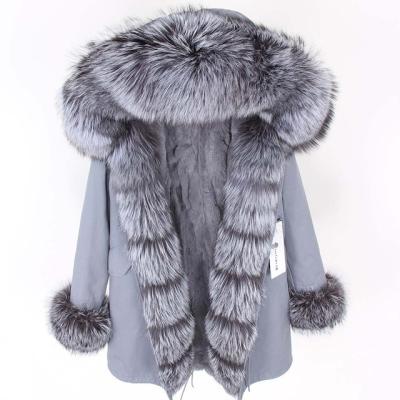 China Maomaokong oversized hooded parka real fur long viable coat for sale