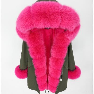 China Winter Viable Women Plus Size Custom Fur Coat Trimmed Real Fox Faux Fur Liner Detachable Oversized Overcoat Long Jacket Fur Parka for sale