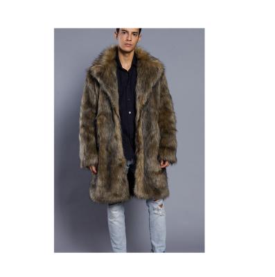 China Anti-wrinkle Mens Faux Fur Coat Men Thicken Warm Imitation Fur Long Overcoat Jacket for sale