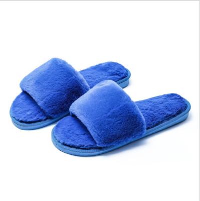 China 2021 Women Faux Fur Slippers Winter Furry Warm Flat Damping Slips Female Fluffy Flat Slippers for sale