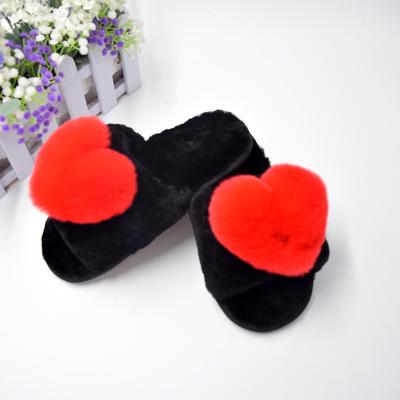 China Luxury Trendy Plush Lambs Wool Fuzzy Fashion Trend Ladies Mink Fur Slippers for sale