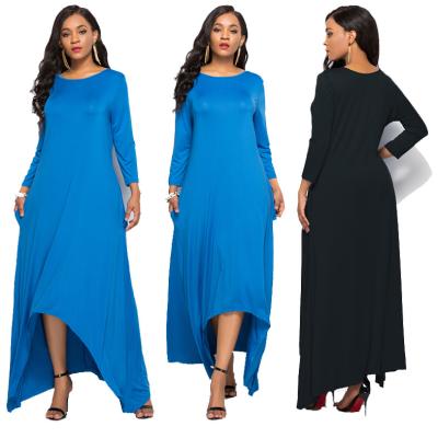 China Plus Size Neck Maxi Dress Woman Vintage Causal Vestidos Long Maxi Dress Evening Women Long Sleeve Breathable Dresses O Pockets Dress for sale