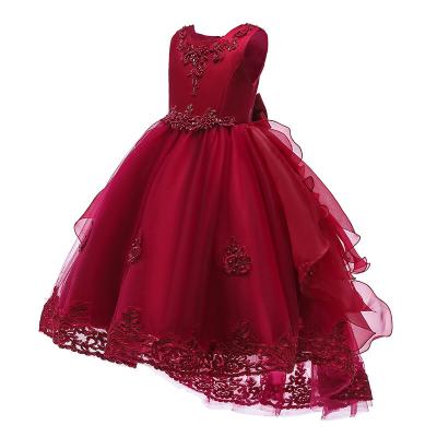 China Elegant Sleeveless Kids Dress Girl Dresses To Wedding Appliques Princess Ball Gown Girls Wedding Birthday Dress for sale