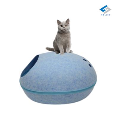 China Four Seasons Folding Egg Shaped House Breathable Indoor Luxury Eggshell Felt Nest Cat Bed Cave for sale