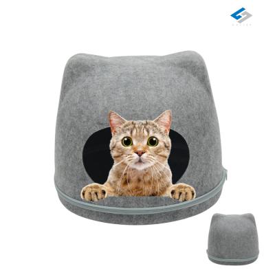 China Pet Breathable Products Factory Sleeping Bag Zipper Rabbit Soft Warm Bed Cat House Cave for sale