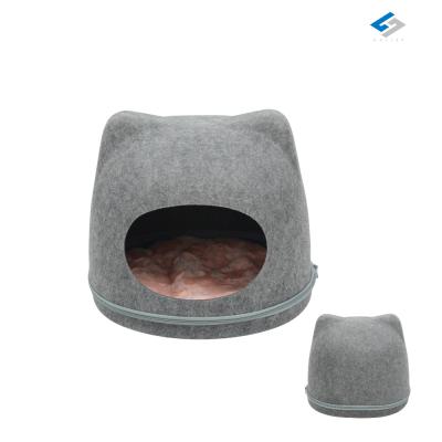 China Customized Breathable Comfortable Breathable Detachable Egg Shaped Felt Cat Cave Pet House For Cats for sale