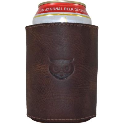 China Customized debossed leather insulated logo box cooler/leather stubby cooler/leather stubby holder for sale