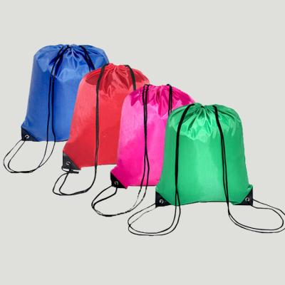 China Waterproof available 16 colors polyester drawstring backpack bag with custom logo printing and lower MOQ for sale