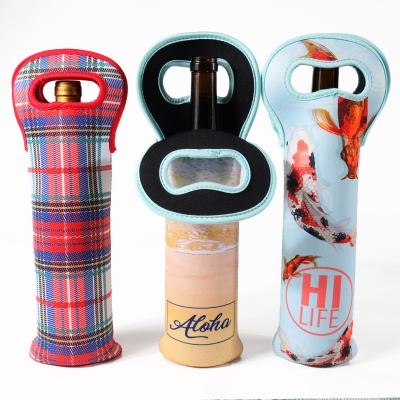 China Insulated Wine Tote Holders Wine Bag Carriers Insulated Neoprene 750ml Wine Bottle Holder Cooler for sale