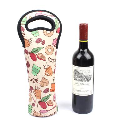 China Insulated Foldable Shopping Bag Personalize Style Neoprene Wine Tote Bag With Custom Printing for sale