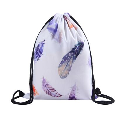 China Feather Calico Promotion Drawstring Package Waterproof Bulk Printing Bag for sale