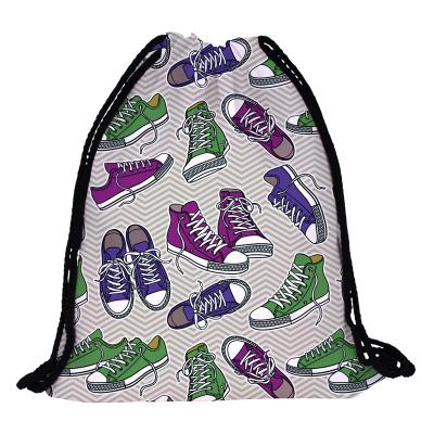 China Waterproof Calico Pocket Bag Drawstring With Shoes Logo Fashion Beach Bag for sale