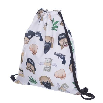 China Wholesale Waterproof Printed Canvas Drawstring Backpack Cartoon Promotional Cheap Drawstring Bag for sale