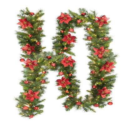 China Fashionable Factory Wholesale Direct PVC PE Pine Cone Garland 200cm Artificial Christmas Wreath for sale