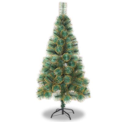 China Pine needle with gold powder Factory supply 90cm/3ft direct customization size gold powder with pine needle Christmas tree for Christmas decoration for sale