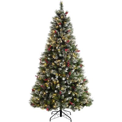 China Factory Wholesale Outdoor Cheap Christmas Decoration Eco-friendly Pine Tree Artificial Red Cone Tree Lighting Cheap Christmas Tree for sale