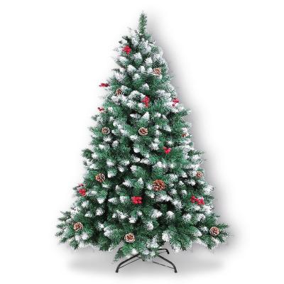 China Popular Factory Direct Wholesale 6ft Pine Artificial Christmas Tree Cones And Red Berries Christmas Tree Christmas Tree Decoration for sale