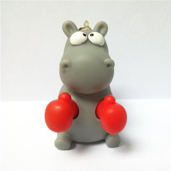 China Cartoon Toy Custom 3D Compression Snap Hippo PVC Boxing Key Chain for sale