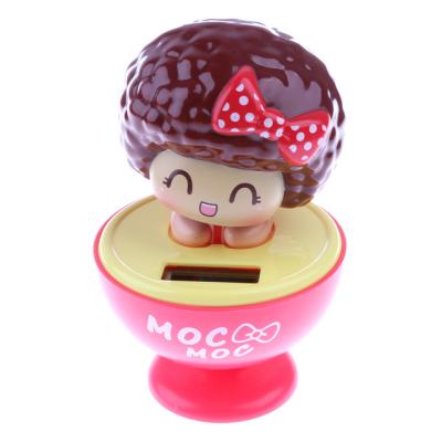 China Cartoon Toy Custom Plastic Solar Powered Spring Beauty Dance Flip Flap Bobble Head Toy Car Ornaments Classic Toys for sale