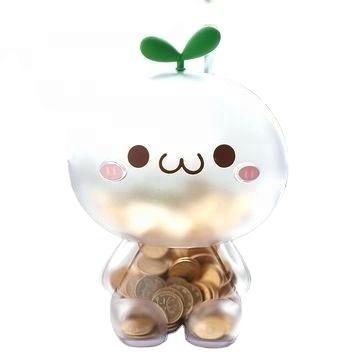 China Collections Custom Your Own Cute Transparent Clear Vinyl Piggy Bank Saving Piggy Bank For Kids for sale