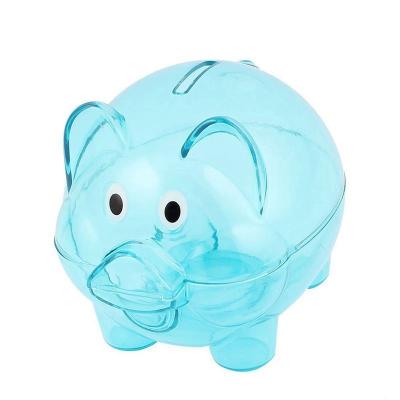 China Over 6 Years Old Baby Coin Custom Cash Money Box Kids Gift Collectable Saving Piggy Bank Toy Blue Cute Pig Plastic for sale