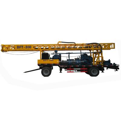 China Trailer Type Water DFT-300 300m Water Well Rotary Rock Drill Rig DTH Hydraulic Rock Drill Rig Mud Drill Rig for sale