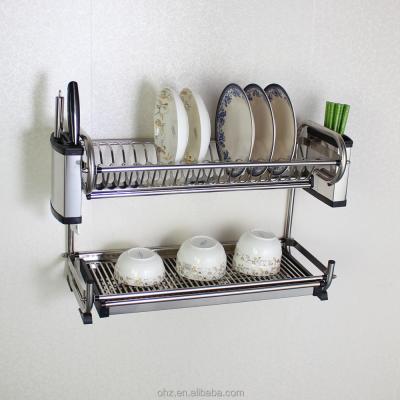 China Sustainable Kitchen Stainless Steel Dish Drying Rustless Polishing Wall Mounted Rack for sale