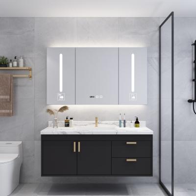 China 2021 Multifunctional Stainless Steel Three Doors Modern Bathroom LED Mirror Anti-Fog Cabinet YMT-X80 for sale