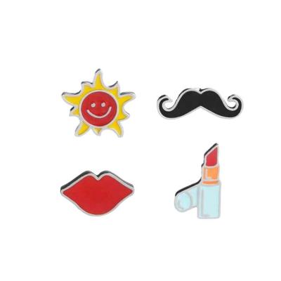 China Custom Enamel Red Lips Lipstick Sun Mustache Lapel Pin From Japan for sale