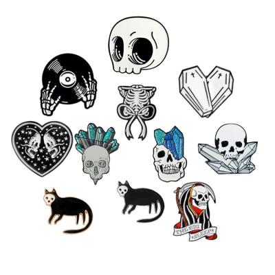 China Custom Metal Skull Zombie Ghost Enamel Lapel Pin Badge Halloween Skeleton Pin From Europe for sale