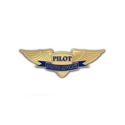 China Custom Metal Silver Europe Soft Metal Pilot Wings Rotary Enamel Lapel Pin Badge for sale