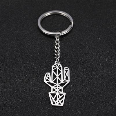 China Custom Souvenir Metal Cactus Hollow Out Key Chain Factory Pendant Keychain for sale