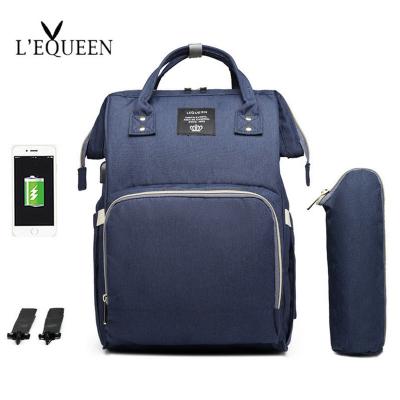 China Waterproof backpack Lequeen USB interface bolsa maternidade baby diaper backpack for travel rucksack bags for sale